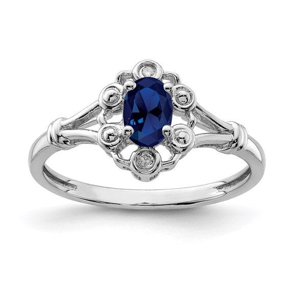 Auriga 925 Sterling Silver Sapphire and Diamond Solitaire Engagement Ring Size 7 for Women