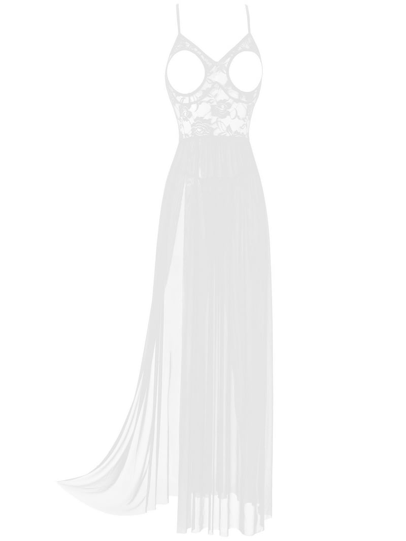 ★ PISCESS★ Two-way sheer layered dress white 5008225863 YIZYIF Womens Sheer Mesh See-through Dress High Waist Floral