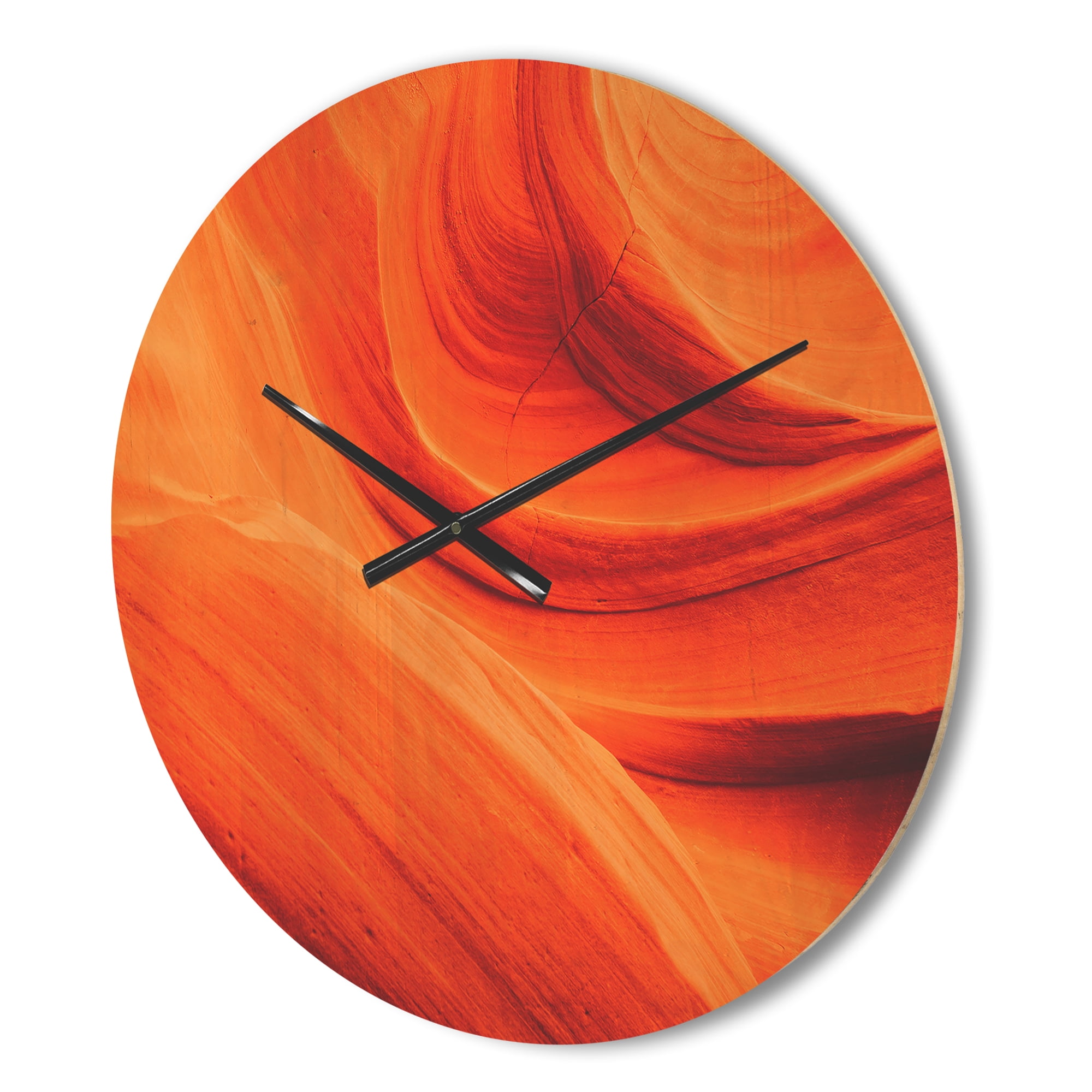 Designart 'Orange Upper Antelope Canyon Landscape' Modern Wood Wall Clock