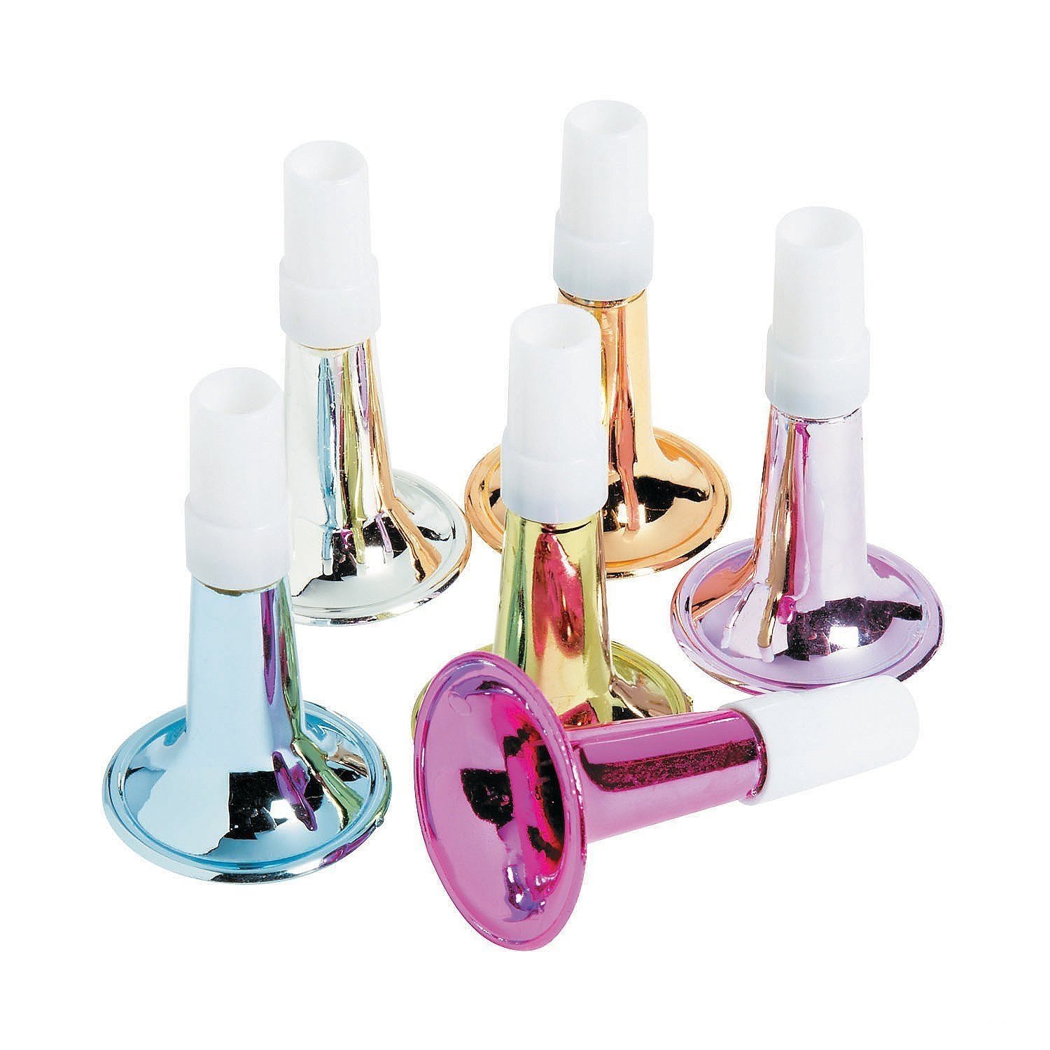 Plastic Metallic Horns Pack Of 12 2.5 Inches Assorted Colors
