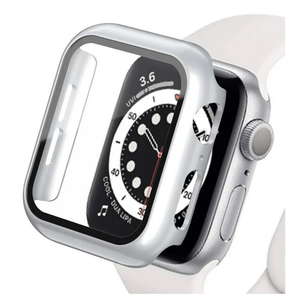 Correa de Silicona con Funda Protectora de Cristal para Apple Watch, Compatible con Todas las Series