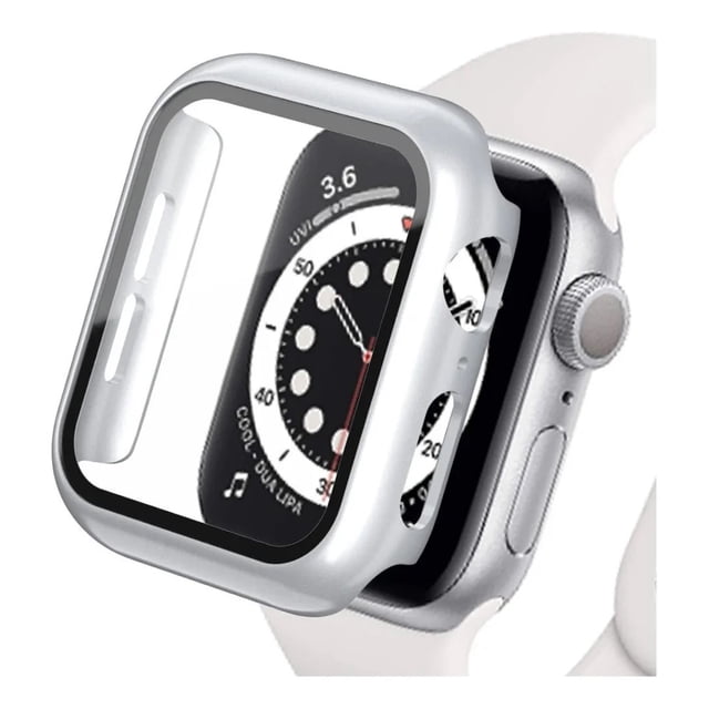 Correa de Silicona con Funda Protectora de Cristal para Apple Watch, Compatible con Todas las Series
