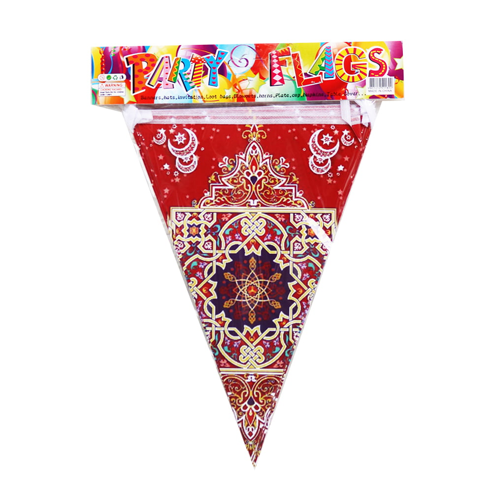 2020 Eid Mubarak Triangle Banner Bandera Triangular para decoración Eid Fiesta de celebración del Festival musulmán Moon Star Banner 