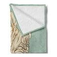 thumbnail image 2 of Surreal Soft Flannel Fleece Throw Blanket, Illustration of a Fortune Teller with 3 Heads and Floral Baroque Art, Cozy Plush for Indoor and Outdoor Use, 70" x 90", Reseda Green Cream, by Ambesonne, 2 of 5