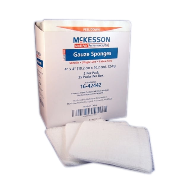 McKesson Performance Plus Gauze Sponge VII-12Ply 4'x4' 2 Per Pack - 25 Pack per Box