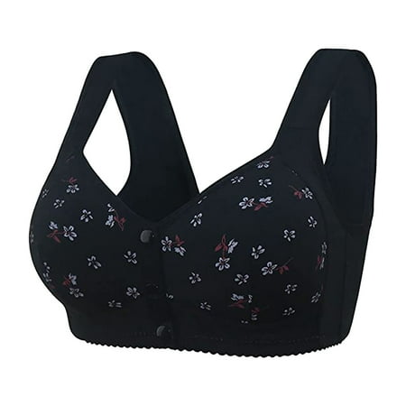 DondPO Plus Size Lingerie Bras for Women Women Sexy Lace Front Button Shaping Cup Adjustable Shoulder Strap Large Size Underwire Bra Wireless Bra Lingerie for Women Push Up Bras Black 5XL
