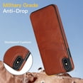 thumbnail image 3 of Wallet Case Designed for iPhone XS Max, Classic Slim 2 Credit Card Holders Lychee Texture Synthetic PU Leather Anti-shock Lightweight Phone Case Cover for iPhone XS Max, Brown, 3 of 6