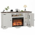 thumbnail image 3 of GIKPAL Fireplace TV Stand for TVs up to 65", 1400W Farmhouse TV Stand with Electric Fireplace, Entertainment Center for Living Room with Storage Cabinets/Adjustable Shelves, Rustic Beige, 3 of 12