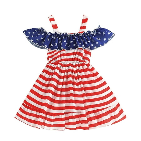 

kpoplk Toddler Baby Girls 4th of July Outfit Kids American Flag Dress American Flag Clothes(12-18 Months)