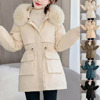 Olyvenn Women's Long Stand Collar Quilted Puffer Jacket, Full Zip