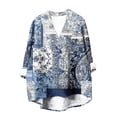 thumbnail image 5 of Womens Long Sleeve V Neck T-Shirts Graphic Printed Tunic Tops Casual Loose Fit Pullover Shirts Spring Summer Clothes (XL, White J), 5 of 5