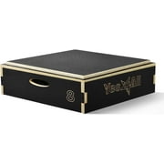 Yes4All 8 in Stackable Wooden Plyo Box, with Anti-Slip Surface for Home Gym, Black