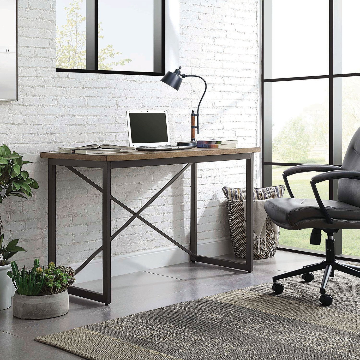 Bennett Industrial Style Writing Desk with Metal Frame