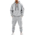 thumbnail image 5 of MLQIDK Mens Big and Tall 2 Piece Set Workout Gym Fleece Zip up Hoodie and Sweatpants Athletic Track Suits Winter Casual Sweatsuits Jogging Sweat Suits Lounge Outfit Beige XL, 5 of 6