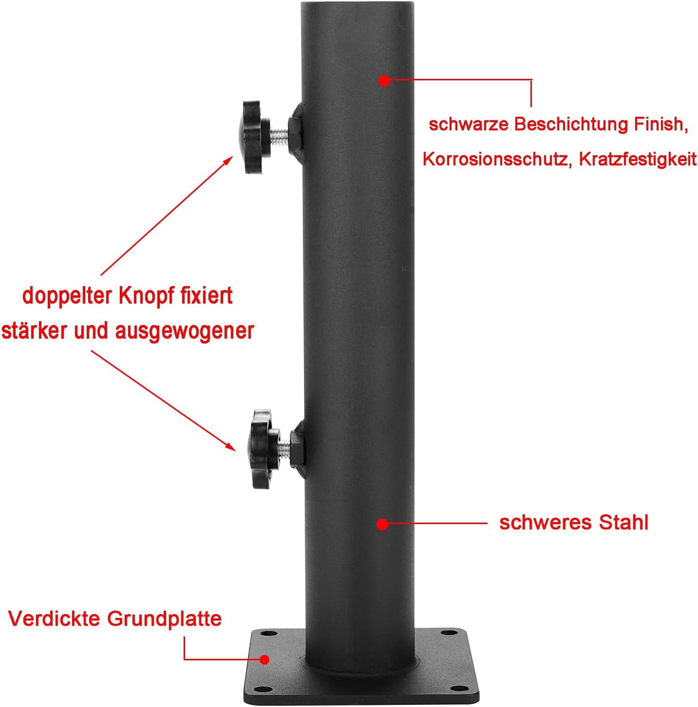 Heavy Duty Square Steel Umbrella Base With Adjustable Knob, Umbrella Holder For Patio, Docks, Picnic Tables