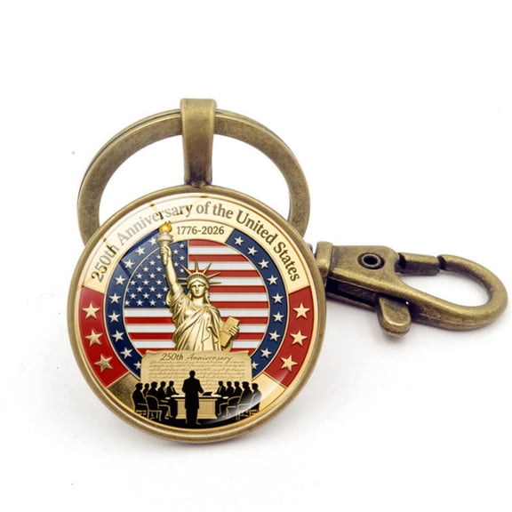 USA 250th Anniversary Commemorative Keychain Patriotic Statue of Liberty Liberty Bell Zinc Alloy Car Key Ring for Men Women