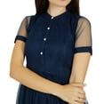 thumbnail image 3 of Bimba Womens Navy Net Shift Dress With Pockets Sheer Pouf Chic Midi Dresses, 3 of 7