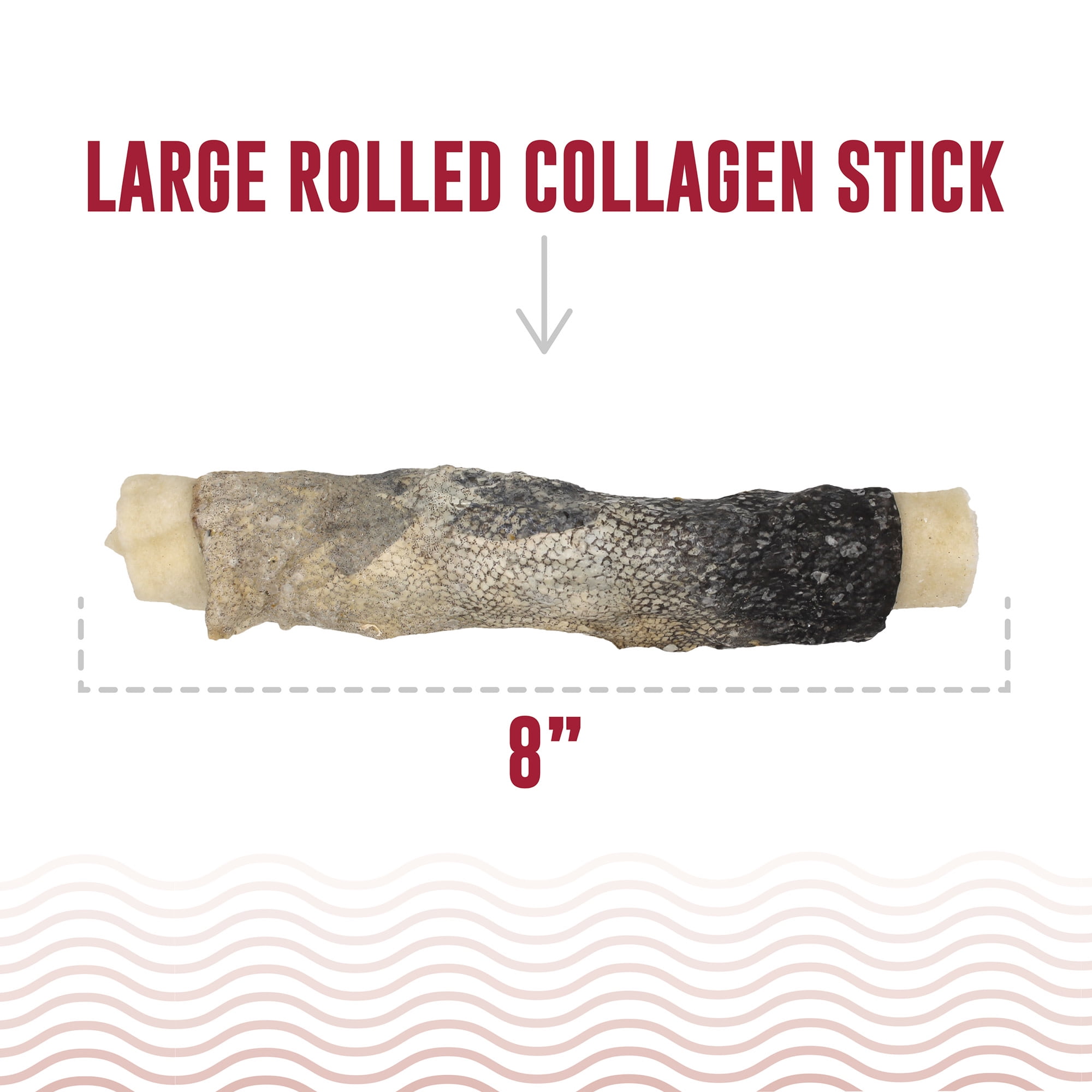 Icelandic+ Rolled Collagen Stick: Beef & Cod Skin - 18 Pack - 8" Dog Chew Treat, Hand-Wrapped Fish, 2 Ingredient Pet Snacks, Rawhide Alternative