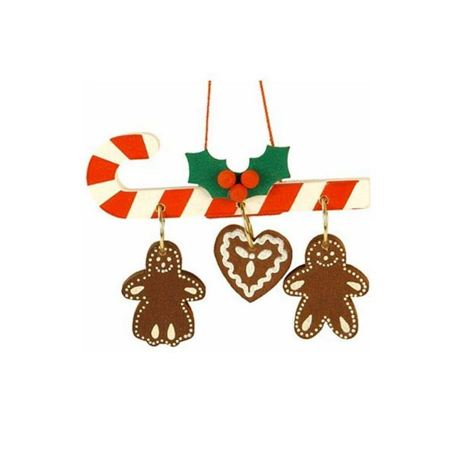 Christian icht Ornament - Candy Cane with Hanging Gingerbread Cookies