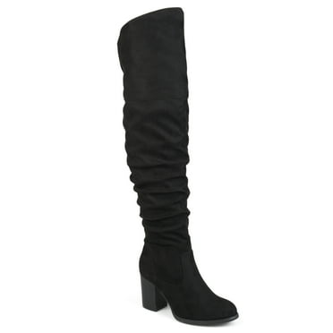 Journee Womens Kaison Wide Calf Stacked Heel Over The Knee Boots
