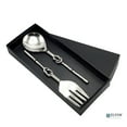 thumbnail image 3 of Elyon Reef Knot Reflective Silver Salad Serving Set Indian Artisan-Made Hostess Set Hand-Forged Stainless Steel 2 Pieces, 3 of 7