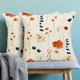 thumbnail image 4 of Watercolor Floral Pillow Covers 16 x 16 Inch Set of 2, Retro Orange Navy Blue Flower Throw Pillows Farmhouse Linen Modern Minimalist Aesthetic Floral Pillow Case for Sofa Couch Home Outdoor Decor, 4 of 6