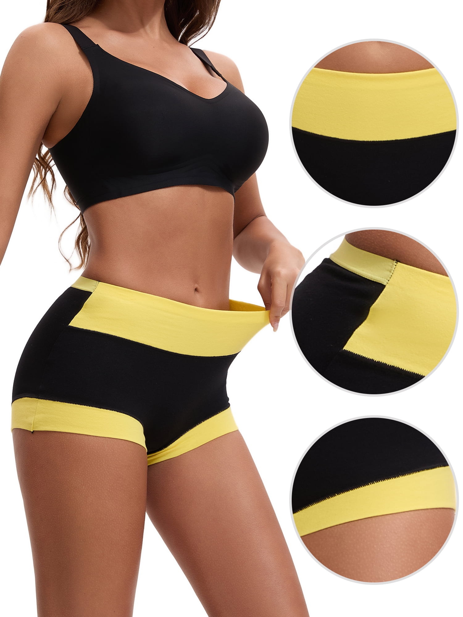Unique Bargains Women's High Waisted Loose Classic Full Coverage Briefs S Yellow