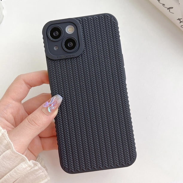 Funda de teléfono con patrón tejido para iPhone 14, 13, 12, 11 Pro Max, X, XR, XS Max, 7, 8, 14Plus, a prueba de golpes, suave, TPU, cubierta trasera de silicona