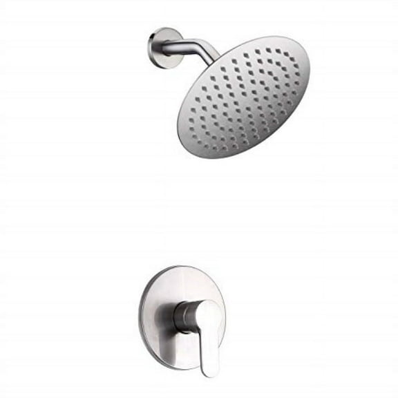 sumerain shower faucet brushed nickel,single handle solid brass rough-in valve with shower arm and showerhead