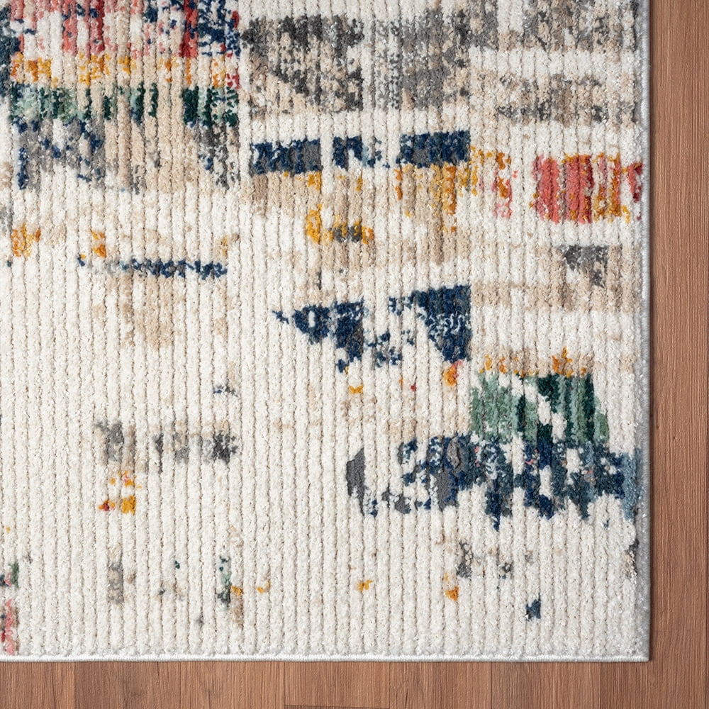 Ox Bay and Evette Rios Bellamy 5' x 7' Blue/Orange Abstract Durable Performance Indoor Area Rug