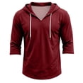 thumbnail image 2 of HAJWOH Men's Hoodies 3/4 Sleeve Workout Beach Shirts Vneck Breathable with Drawstring Sweatshirt, 2 of 5