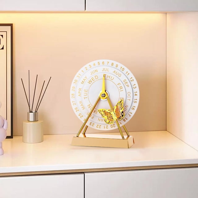 Turntable Perpetual Calendar Desk Ornament with Rotating Mechanism for Easy Date Adjustment, Durable Iron Construction, Compact Design for Home and Office Decor, Perfect Gift Idea