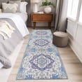 thumbnail image 4 of Blue Purple Boho 2'x6' Runner Rugs for Hallway Kitchen Bedside Non Slip, Vintage Abstract Art Floral Ethnic Tribe Entryway Rug Runners with Rubber Backing, Long Carpet Runner for Laundry Room, 4 of 8