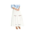 thumbnail image 5 of MODA NOVA Junior's Fabric Lace Insert Swing Elastic Waist Maxi Skirt Cream White L, 5 of 6