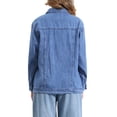 thumbnail image 3 of Chaqueta de mezclilla larga INSPIRE CHIC para mujer, de manga larga oversized, con bolsillos, color azul claro S, 3 of 5