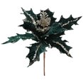 thumbnail image 2 of Clearance Under $4 5.9 Inch Artificial Christmas Glitter Flower with Clip, Flocked Velvet Poinsettia Ornament for Xmas Tree, Wreath & Holiday Decor (Green, 1-Pack), 2 of 9