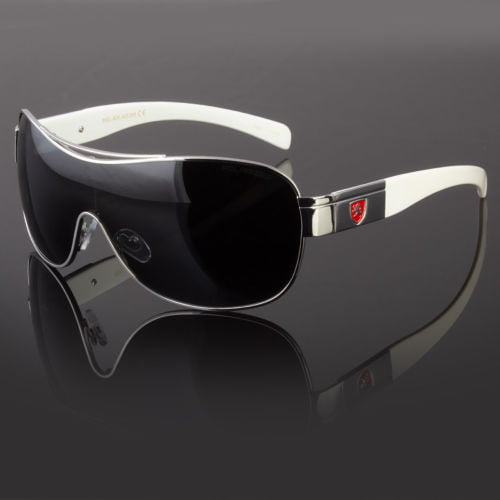Khan Mens Designer Shield Wrap Around Large Sunglasses Fashion Shades Retro 