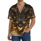thumbnail image 1 of Balery Cool Black Gold Dragon Camisa Casual de Manga Corta con Botones para Hombre, Texturizada, Estilo Cubano, para Playa, Verano-Large, 1 of 5