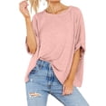thumbnail image 2 of Langwyqu Summer Fashion Women Short Sleeve Female Solid Casual Loose Shirt, 2 of 5