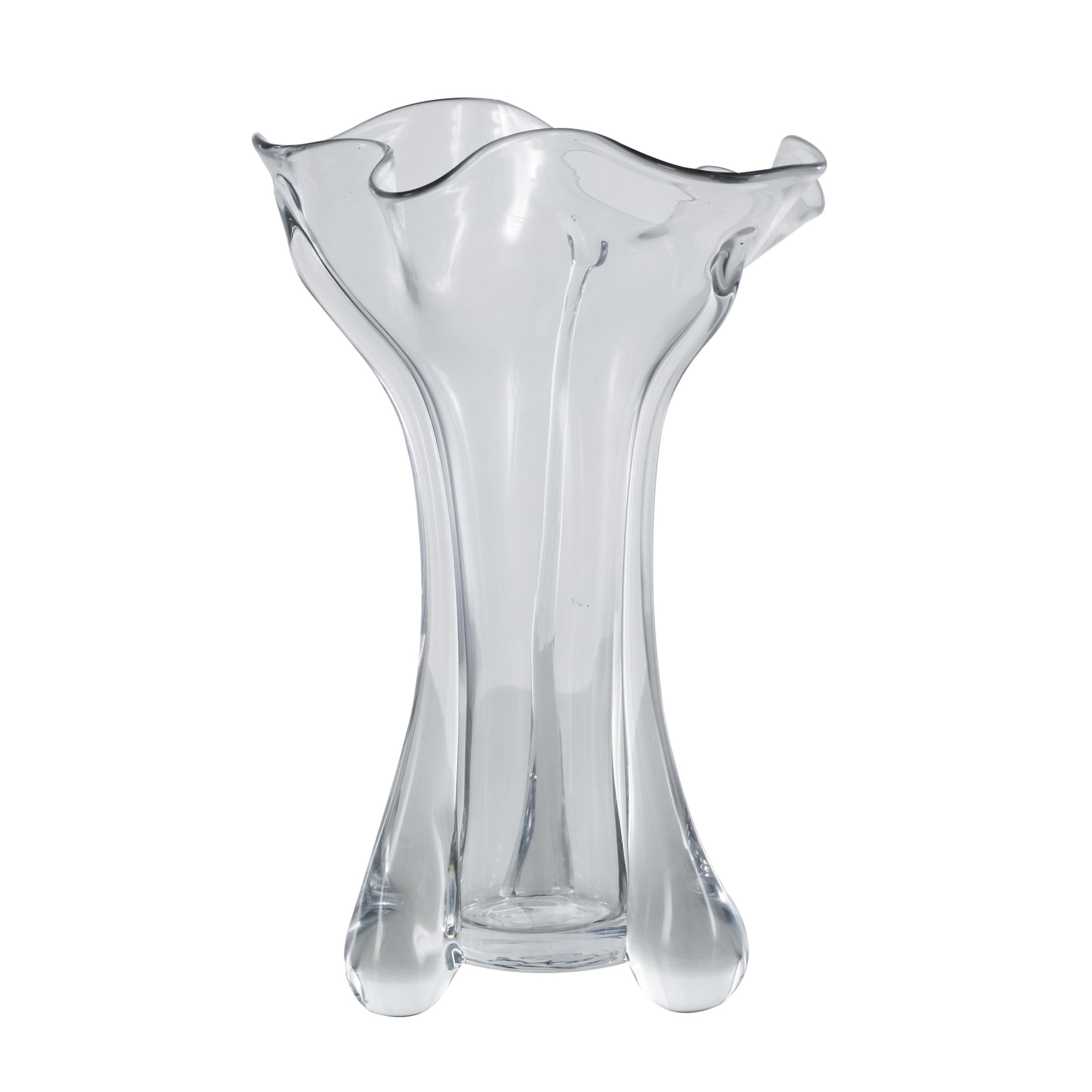 DecMode 16" Abstract Fluted Tulip Glass Vase