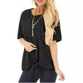 thumbnail image 2 of fatyb Women's Short Sleeve Tie Front T Shirts Crew Neck Loose Blouses Solid Color Casual Summer Tops, 2 of 4