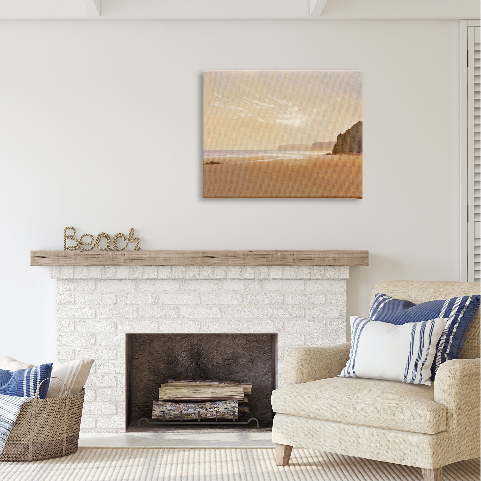 Stupell Industries Brown Beach Landscape Landscape Photography Gallery Wrapped Canvas Art Print Wall Art, 40 x 30