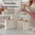 thumbnail image 3 of Perfnique Kitchen Canisters, Canister Sets for Kitchen Counter, Farmhouse Kitchen Canisters for Countertop Set of 4, Coffee Tea Sugar Flour Spice Tin Jars Food Storage Container with Lid(White), 3 of 5
