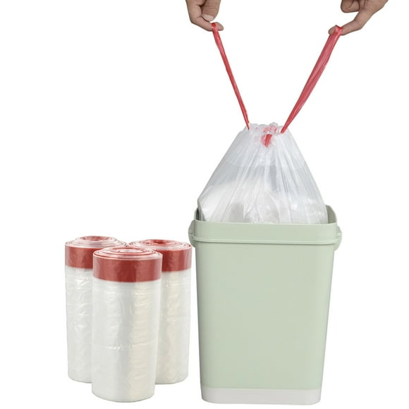 Pekky 4 Gallon Clear Drawstring Trash Bags, 120 Counts, Small Kitchen Garbage Bag