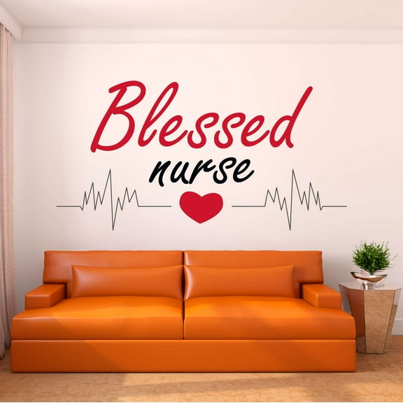 Girls Blessed Nurse Cute Girly Wall Decal Decoration Nurses God's Blessing Motivational Vinyl Decal Lasts Years and Easily Removable - Size: 20 In(W) x 10 In(H)