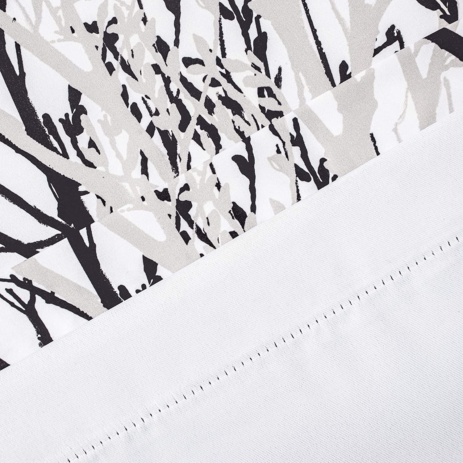 DriftAway Tree Branch Botanical Pattern Painting Blackout Room Darkening Thermal Insulated Grommet Lined Window Curtains 2 Panels 2 Layers Each 52" x 96" Black White