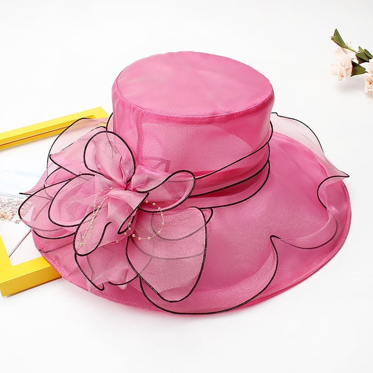 Yuanlong Womens Hats Sheer Mesh Black Trim Flower Decoration  display picture 1