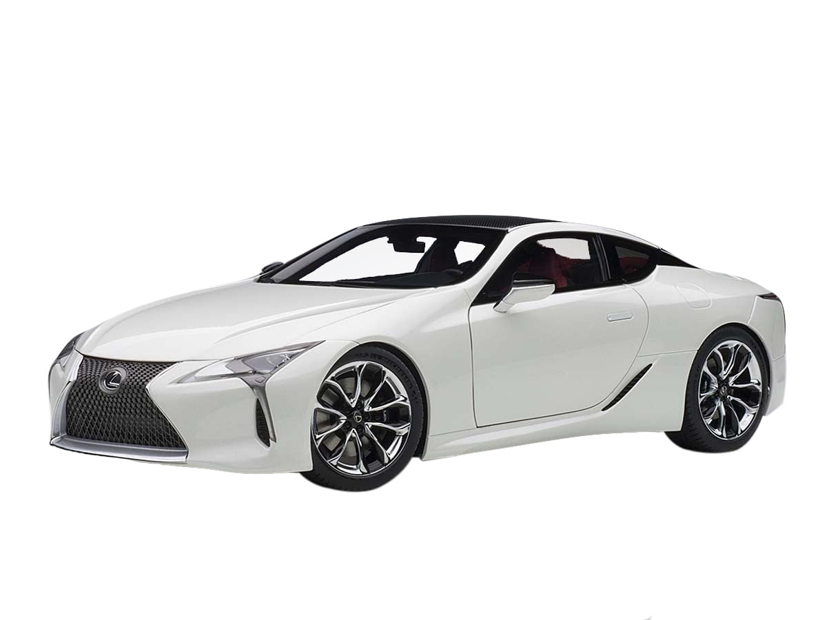 Lexus LC500 Metallic White with Dark Rose Interior and Carbon Top 1/18  Model Car by Autoart