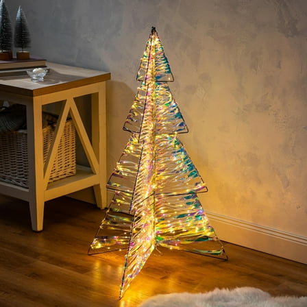 Season to Sparkle LED Table Decor Tree Iridescent Foldable Plastic and Metal, 36"H
