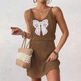 thumbnail image 2 of BOBOGOJP Womens Swimsuit Cover Up 2026 Summer Bathing Suit Cover ups Hollow Out Slit Bikini Cover Up Crochet Beach Dress Coffee for Size S, 2 of 7